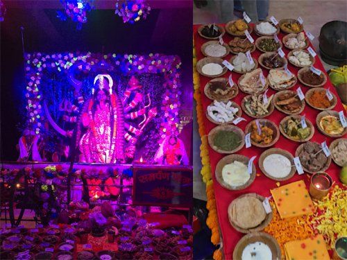 शक्तिधाम महाकाली मंदिर में पंचमी पर माँ महाकाली का भव्य श्रृंगार, 56 छत्तीसगढ़ी व्यंजनों से भोग अर्पित